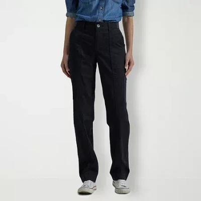 Lee Ultra Lux Womens Stretch Fabric Straight Mid Rise Cargo Pant In Black