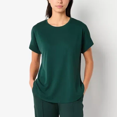 Stylus Womens Crew Neck Short Sleeve T-shirt In Green