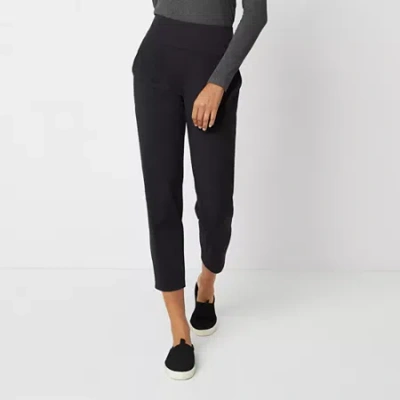 Stylus Womens Tapered High Rise Pull-on Pant In Black
