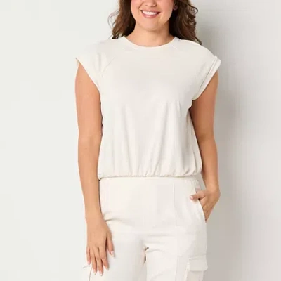 Stylus Womens Crew Neck Short Sleeve T-shirt In Neutral