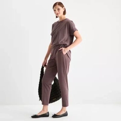 Stylus Womens Slim Mid Rise Jogger Pant In Purple