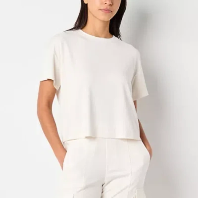 Stylus Womens Crew Neck Short Sleeve T-shirt In Nude