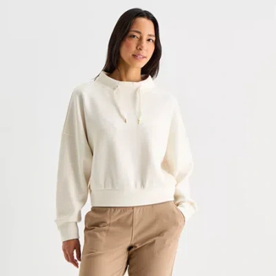 Stylus Womens Funnel Neck Long Sleeve Sweatshirt In White