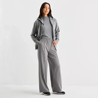 Stylus Womens Wide Leg Mid Rise Trouser In Gray
