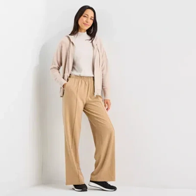 Stylus Womens Wide Leg Mid Rise Trouser In Brown