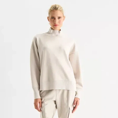 Stylus Womens Long Sleeve Mock Neck Top In Gray