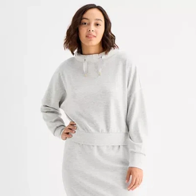 Stylus Womens Funnel Neck Long Sleeve Sweatshirt In Gray