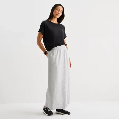 Stylus Womens Mid Rise Maxi Skirt In Gray