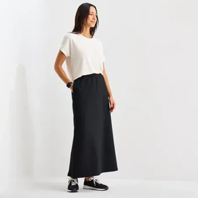Stylus Womens Mid Rise Maxi Skirt In Black