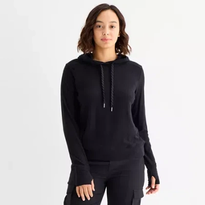 Stylus Womens Long Sleeve Hoodie In Black
