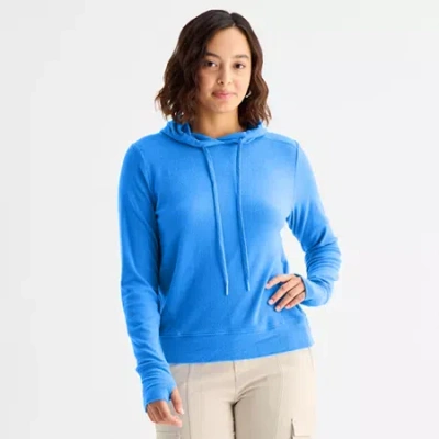 Stylus Womens Long Sleeve Hoodie In Blue