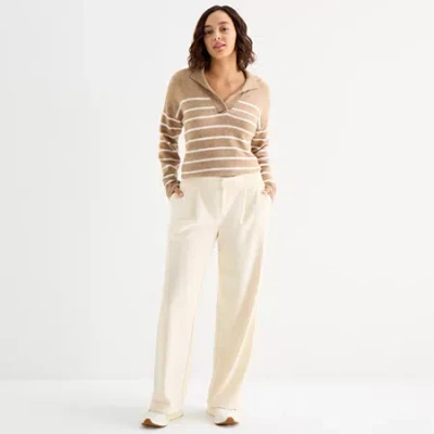 Stylus Womens Corduroy Wide Leg Trouser In White