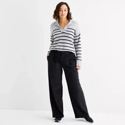 Stylus Womens Corduroy Wide Leg Trouser In Black