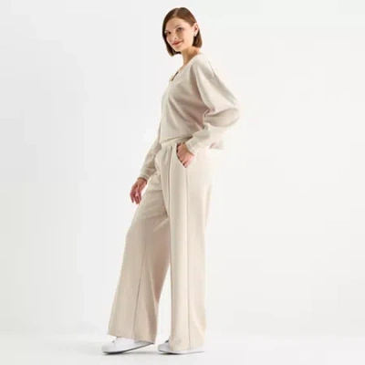 Stylus Womens Wide Leg High Rise Cropped Pant In Neutral
