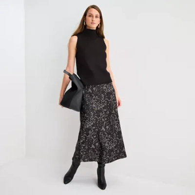 Worthington Womens Mid Rise Midi A-line Skirt In Black