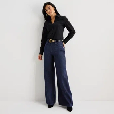 Worthington Womens High Rise Wide Leg Jean In Black