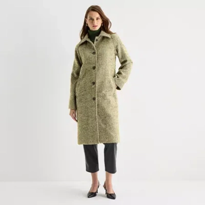 Worthington Womens Heavyweight Topcoat Coat In Black