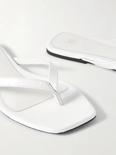 Totême Imitation Alligator Flip-flops In White