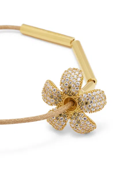 Loewe Flor Necklace In Sterling Silver And Crystals In Multi