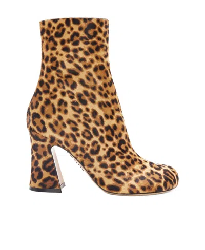 Loewe Calle Bootie In Hairy Calfskin In Animal Print
