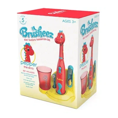 Brusheez Kid's Electric Toothbrush Set - Pepper The Dinosaur In Red