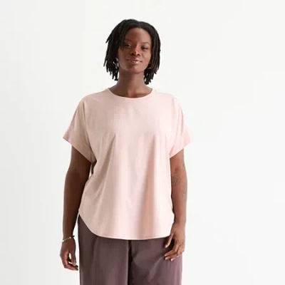 Stylus Womens Plus Crew Neck Dolman Short Sleeve T-shirt In Neutral