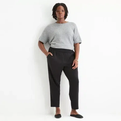 Stylus Womens Plus Tapered High Rise Ankle Pant In Black