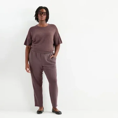 Stylus Womens Plus Tapered High Rise Ankle Pant In Purple