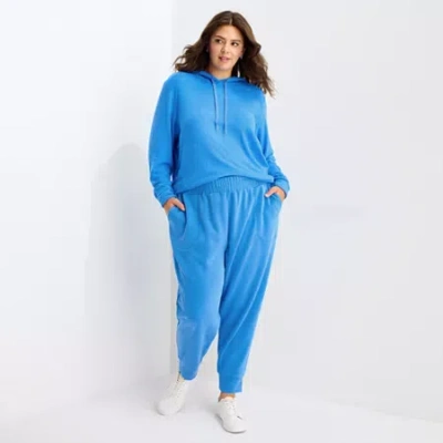 Stylus Womens Plus Cuffed Mid Rise Jogger Pant In Blue