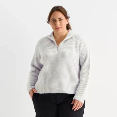 Stylus Plus Womens Mock Neck Long Sleeve Pullover Sweater In White