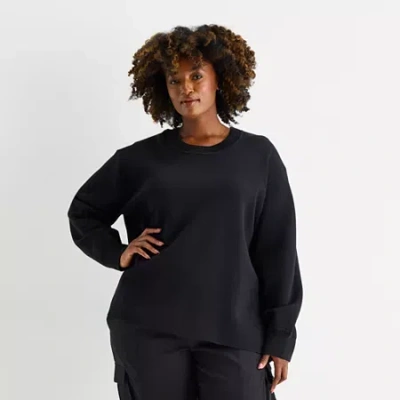 Stylus Plus Womens Crew Neck Long Sleeve Pullover Sweater In Brown