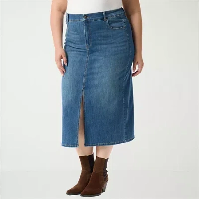Gloria Vanderbilt Womens Plus High Rise Long Denim Skirt In Blue