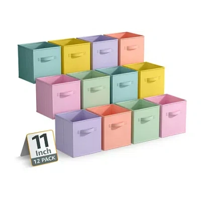 Sorbus 11" 12 Pack Sturdy Collapsible Fabric Cubes With Handle Storage Cube In Pink