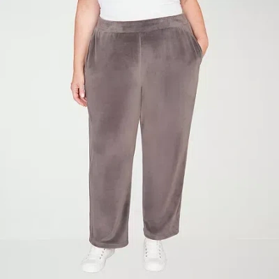 Alfred Dunner Calm Luxe Womens Plus Short Straight Mid Rise Lounge Pant In Gray