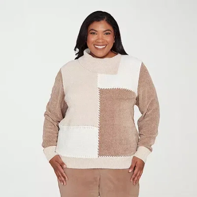 Alfred Dunner Plus Vienna Womens Cowl Neck Long Sleeve Pullover Sweater In Multi