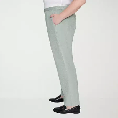 Alfred Dunner Stockbridge Womens Plus Short Mid Rise Straight Corduroy Pant In Green