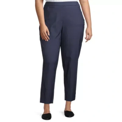 Alfred Dunner Classics Womens Comfort Waistband Slim Mid Rise Pant In Blue