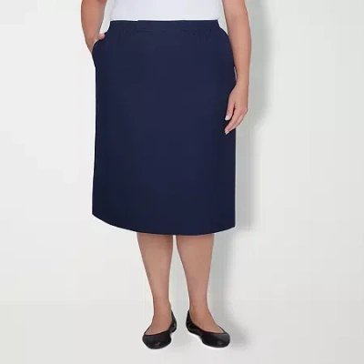 Alfred Dunner Suiting Womens Plus Pencil Skirt In Blue