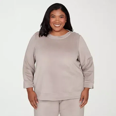 Alfred Dunner Calm Luxe Womens Plus Boat Neck Long Sleeve Sweatshirt In Multi