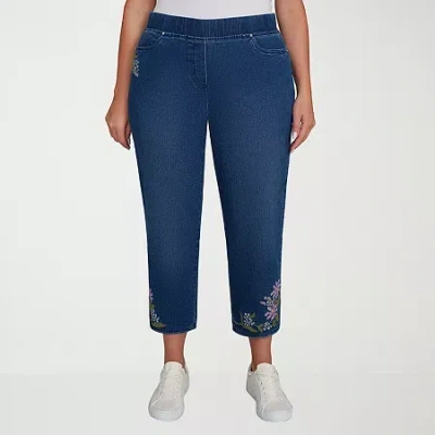 Alfred Dunner Hilton Head Womens Plus Mid Rise Stretch Fabric Straight Leg Jean In Blue