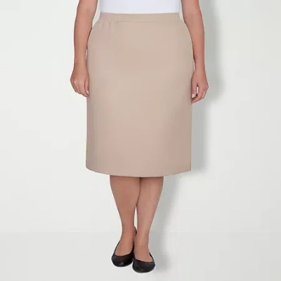 Alfred Dunner Suiting Womens Plus Pencil Skirt In Sand