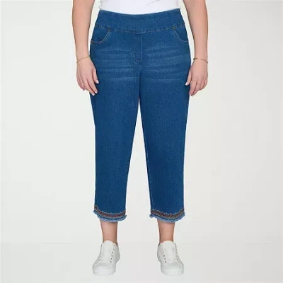 Alfred Dunner El Paso Womens Plus Straight Ankle Pant In Blue