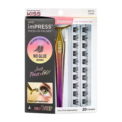 Kiss Lashes Impress Press-on Falsies Eyelash Clusters Kit Voluminous In Transparent