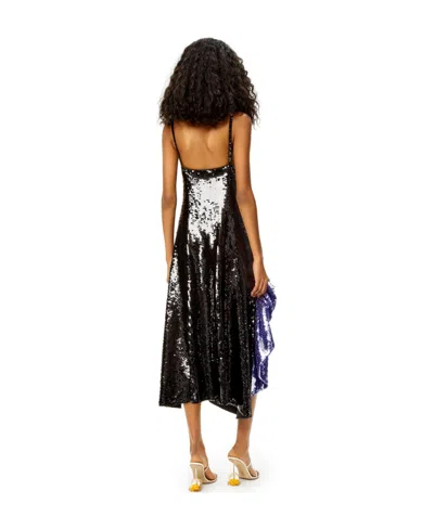 Loewe Sequin Ruffle Dress In Wool In Black
