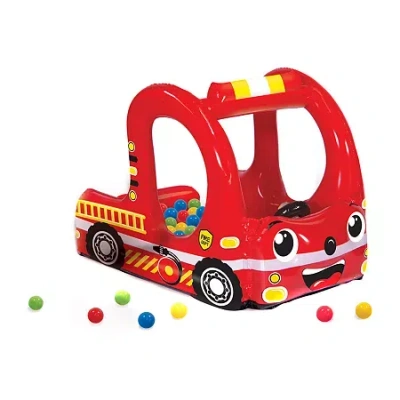 Banzai Rescue Fire Truck Play Center Inflatable Ball Pit (includes 20 Balls) In Transparent
