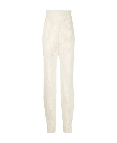 Khaite Rib Knitted Trousers In White