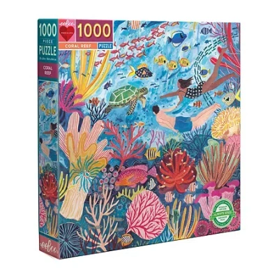 Eeboo Piece And Love Coral Reef 1000 Piece Square Adult Jigsaw 1000-pc. Puzzle In Transparent