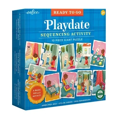Eeboo Ready To Go Puzzle - Playdate - Sequencing Activity Ages 3 And Up 10-pc. Puzzle In Transparent