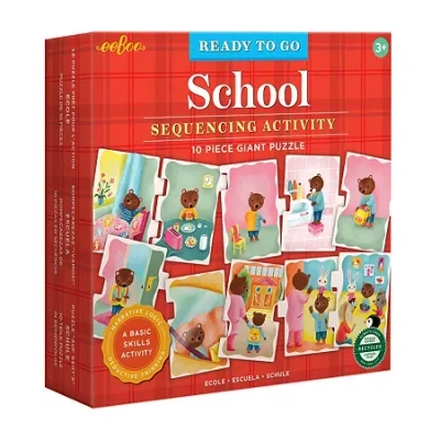 Eeboo Ready To Go Puzzle - School - Sequencing Activity 10-pc. Puzzle In Transparent