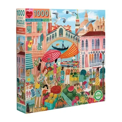 Eeboo Piece And Love Venice Open Market 1000 Piece Square Adult Jigsaw 1000-pc. Puzzle In Transparent
